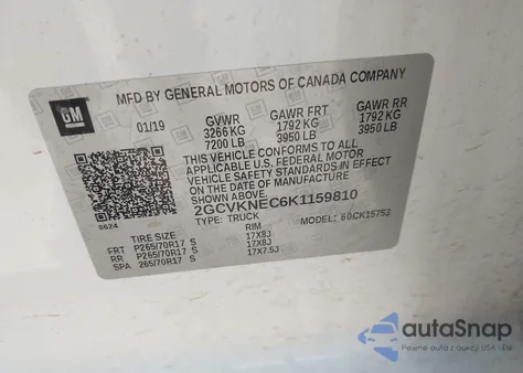 2019 Chevrolet Silverado 1500 Ld Wt from USA, damaged, VIN 2GCVKNEC6K1159810